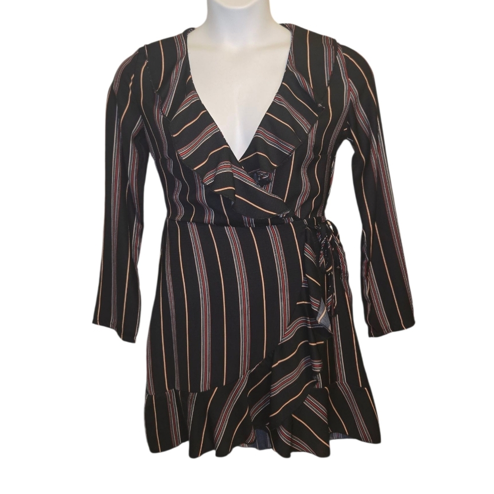 Parisian Works striped Wrap Dress